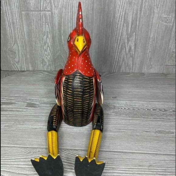 Large hand painted folk art chicken /rooster decoration shelf sitter - Picture 3 of 5